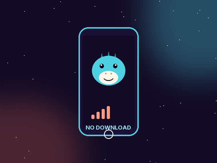 Phone mockup with LuckyDino mascot on screen