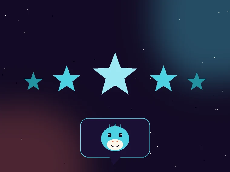 Five-star rating with LuckyDino mascot